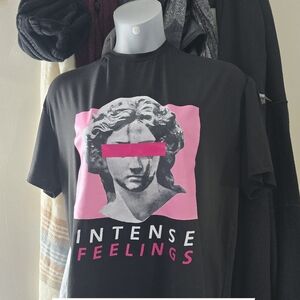 SHEIN Black Tee with Pink Graphic
